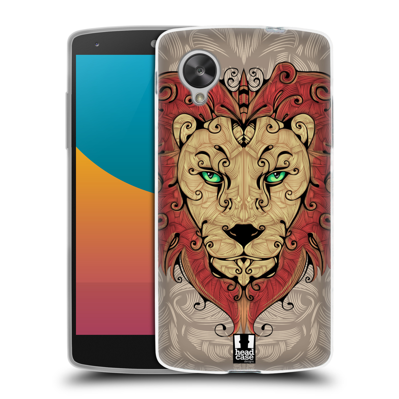 HEAD CASE silikonový obal na mobil LG NEXUS 5 (D821) vzor kudrlinky zvíře lev