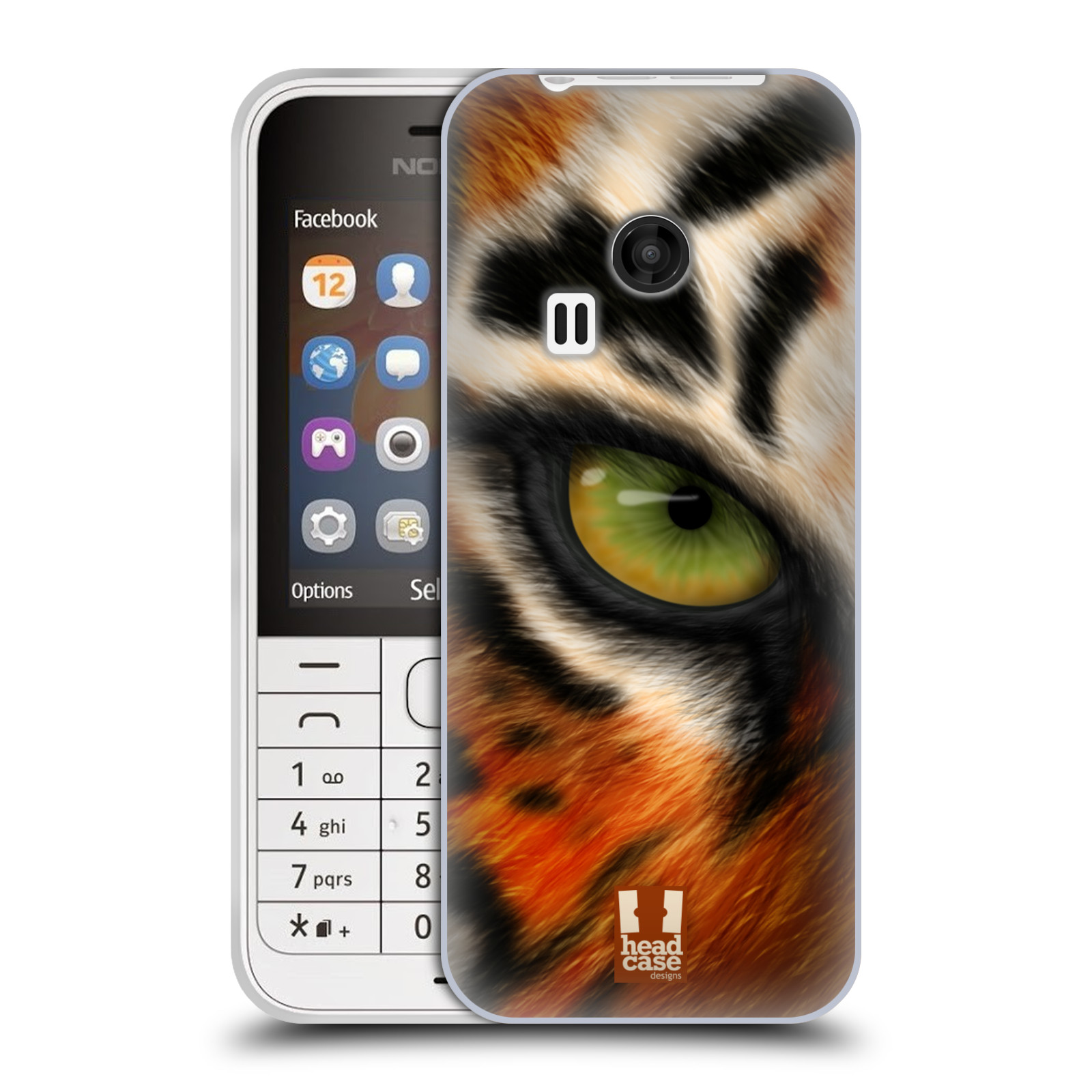 HEAD CASE silikonový obal na mobil NOKIA 220 / NOKIA 220 DUAL SIM vzor pohled zvířete oko tygr