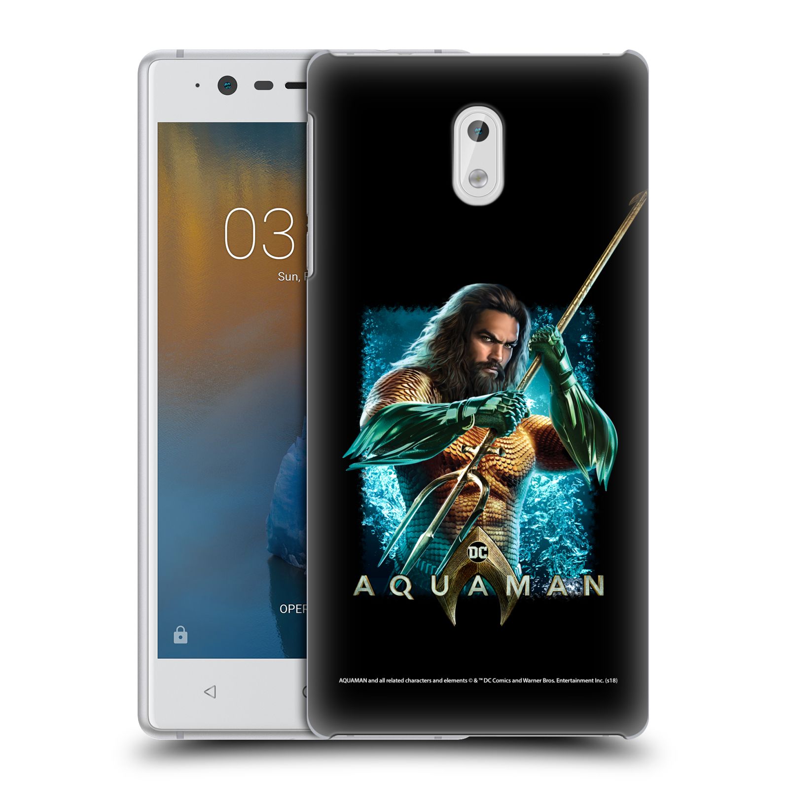 Pouzdro na mobil Nokia 3 - HEAD CASE - Aquaman bojová pozice