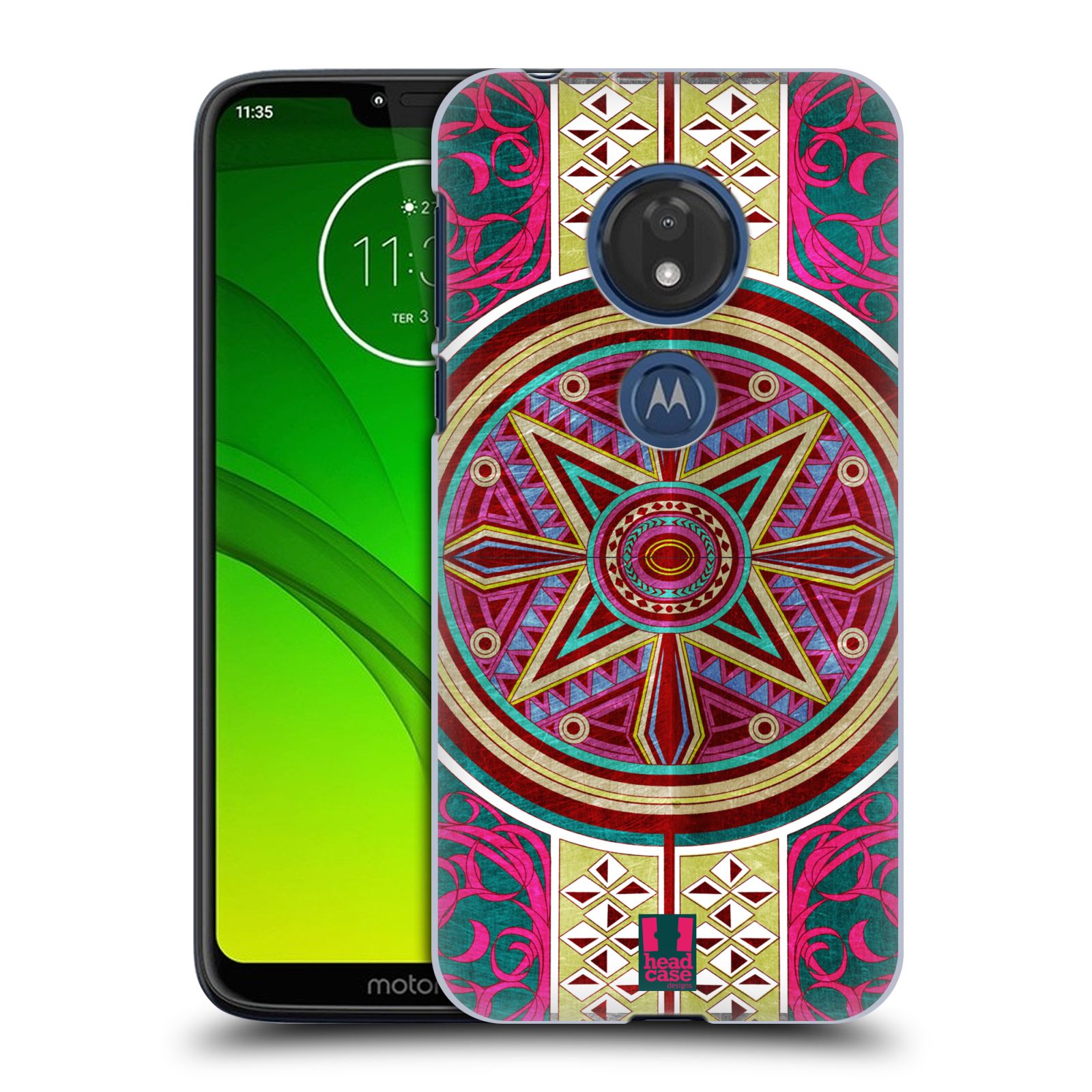 Pouzdro na mobil Motorola Moto G7 Play vzor ARABESKA KUPOLE ČERVENÁ