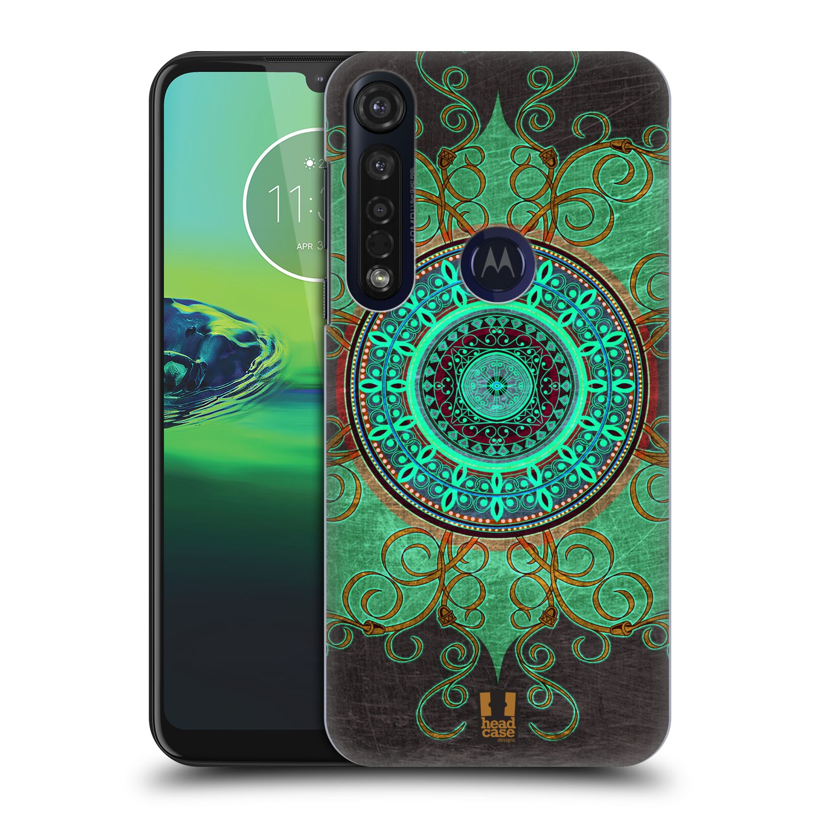 Pouzdro na mobil Motorola Moto G8 PLUS - HEAD CASE - vzor ARABESKA MANDALA ZELENÁ