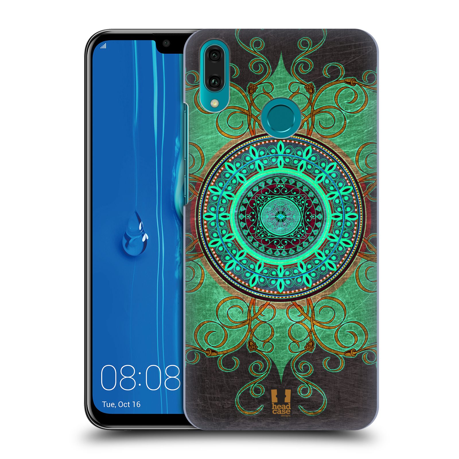 Pouzdro na mobil Huawei Y9 2019 - HEAD CASE - vzor ARABESKA MANDALA ZELENÁ