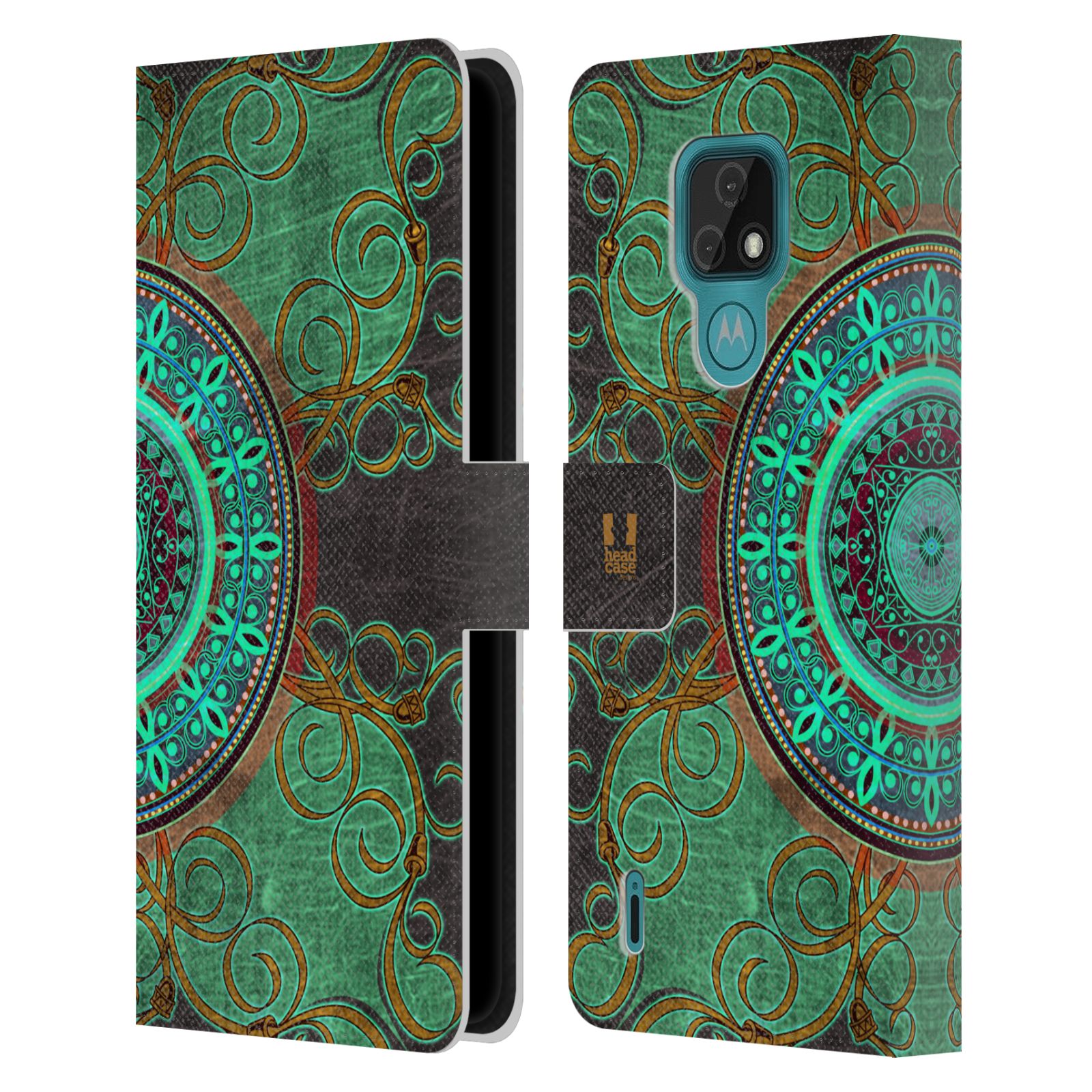 Pouzdro pro mobil Motorola Moto E7 - HEAD CASE - Zelená Mandala
