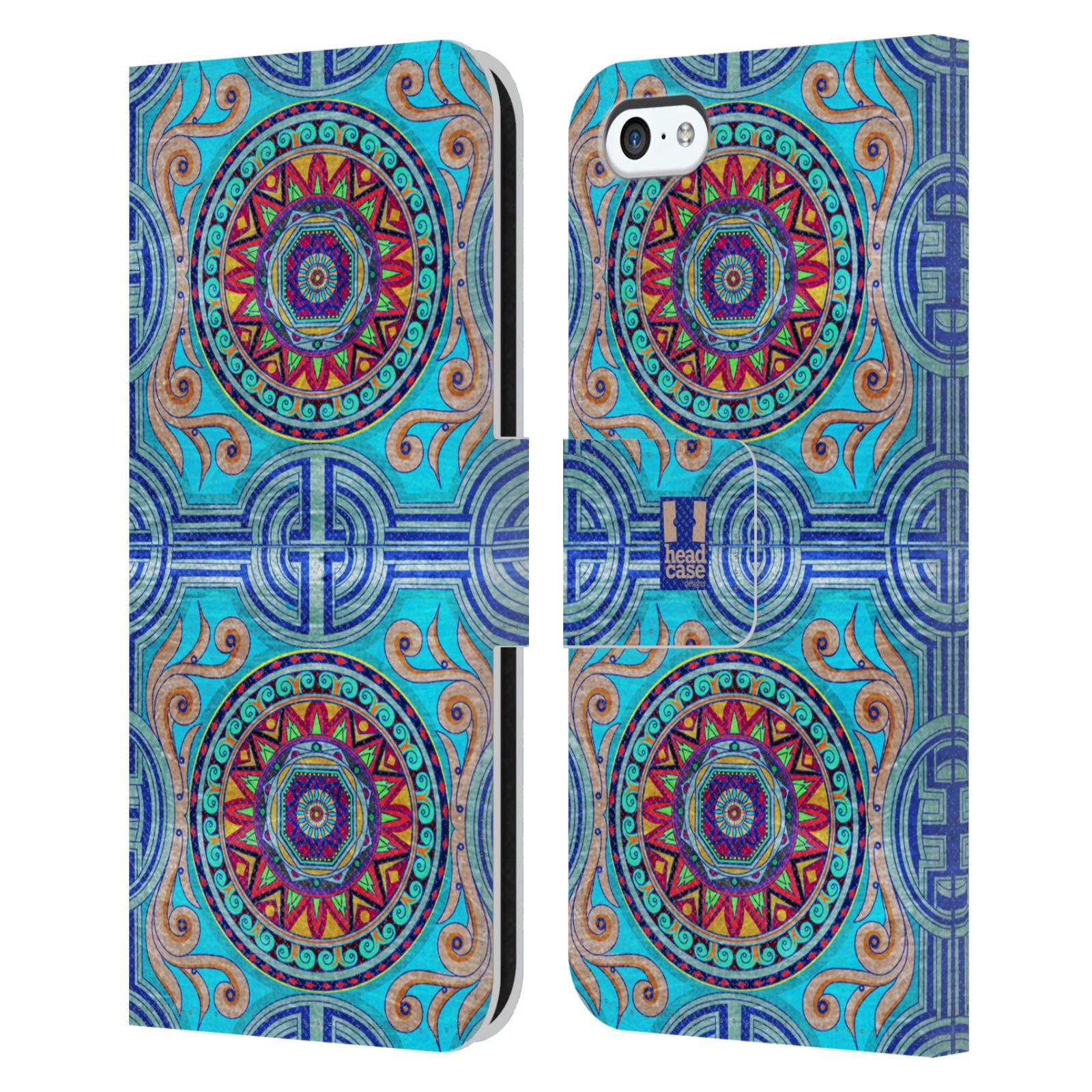 HEAD CASE Flipové pouzdro pro mobil Apple Iphone 5C ARABESKA modrá
