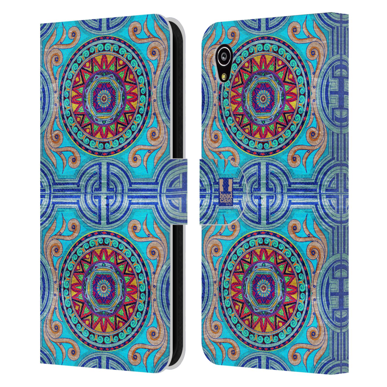 HEAD CASE Flipové pouzdro pro mobil SONY XPERIA M4 AQUA ARABESKA modrá