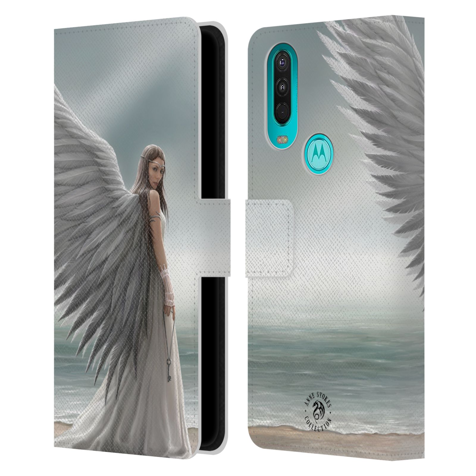 Pouzdro HEAD CASE na mobil Motorola One Action  fantasy - anděl na pláži