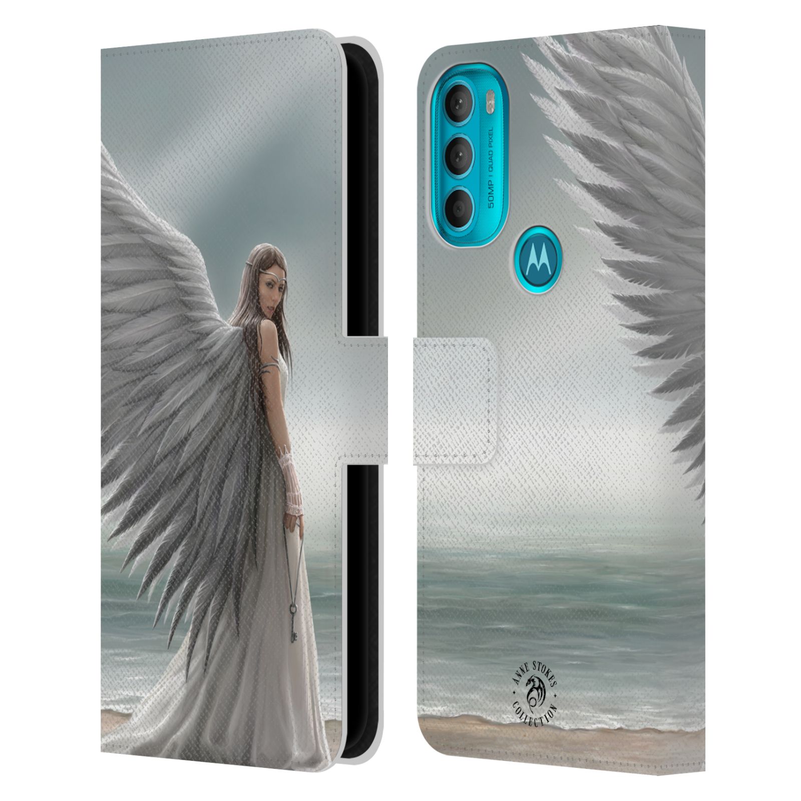Pouzdro HEAD CASE na mobil Motorola Moto G71 5G  fantasy - anděl na pláži