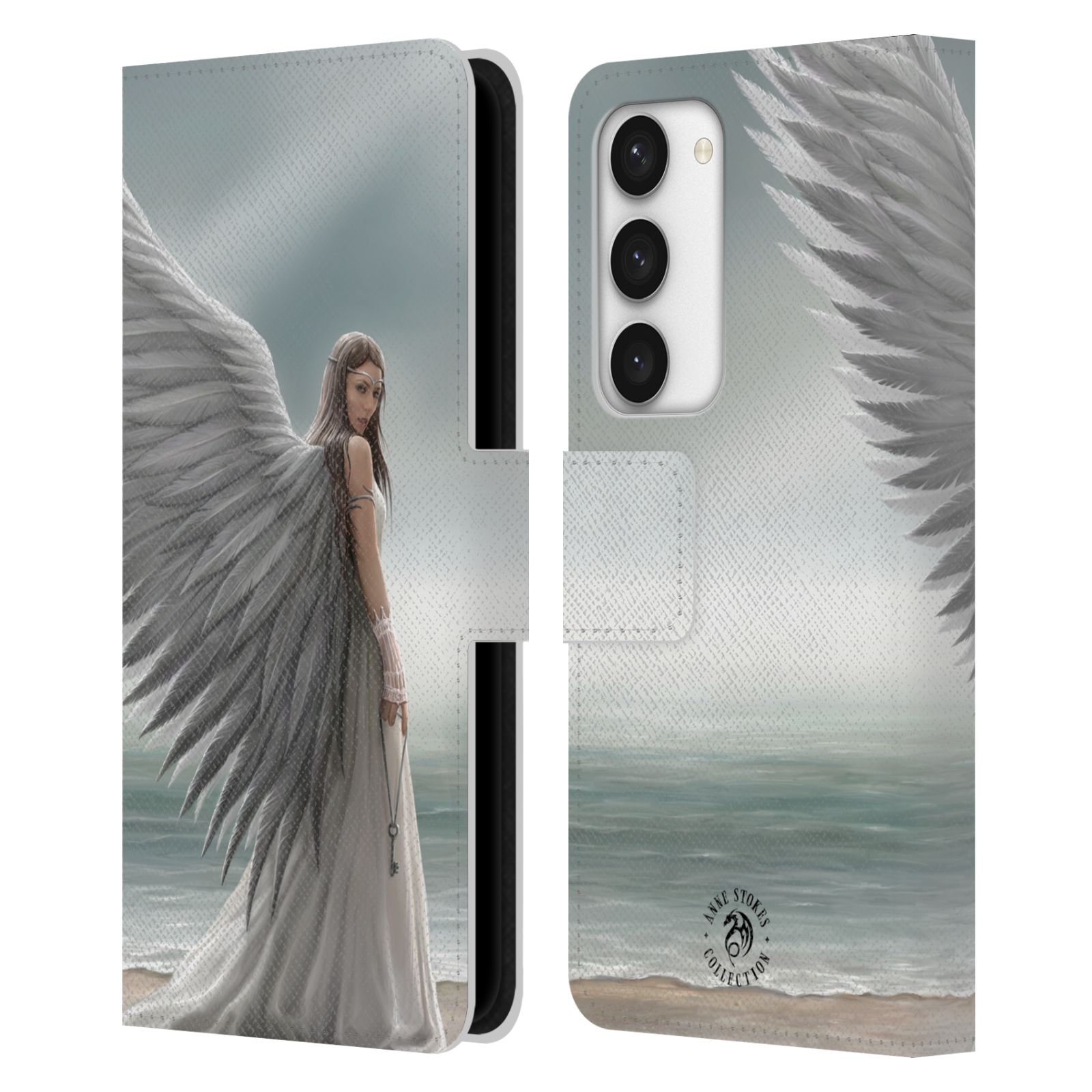 Pouzdro HEAD CASE na mobil Samsung Galaxy S23 5G  fantasy - anděl na pláži