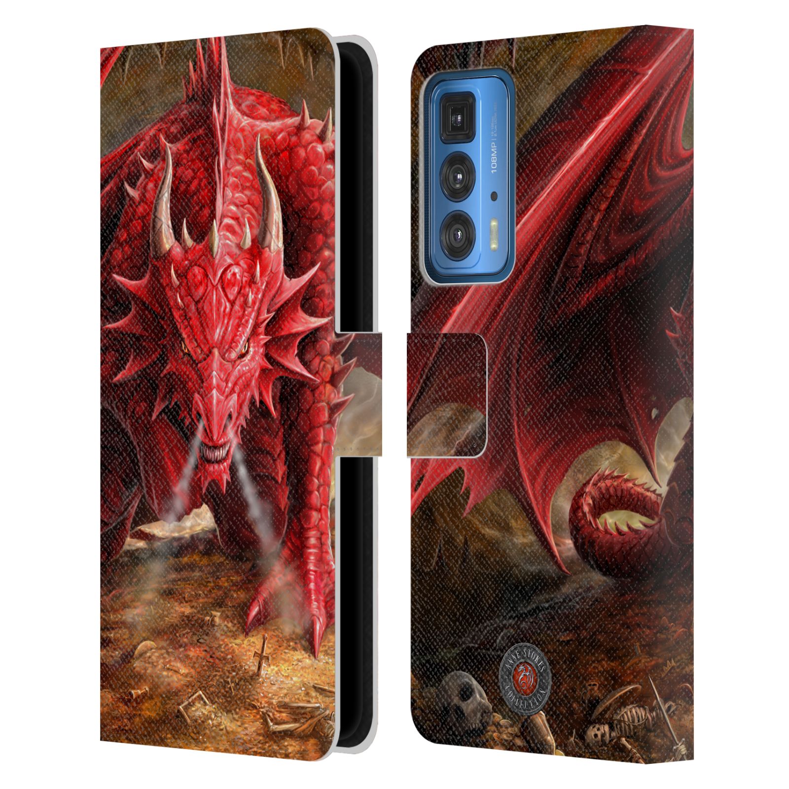 Pouzdro HEAD CASE na mobil Motorola EDGE 20 PRO  fantasy - červený drak