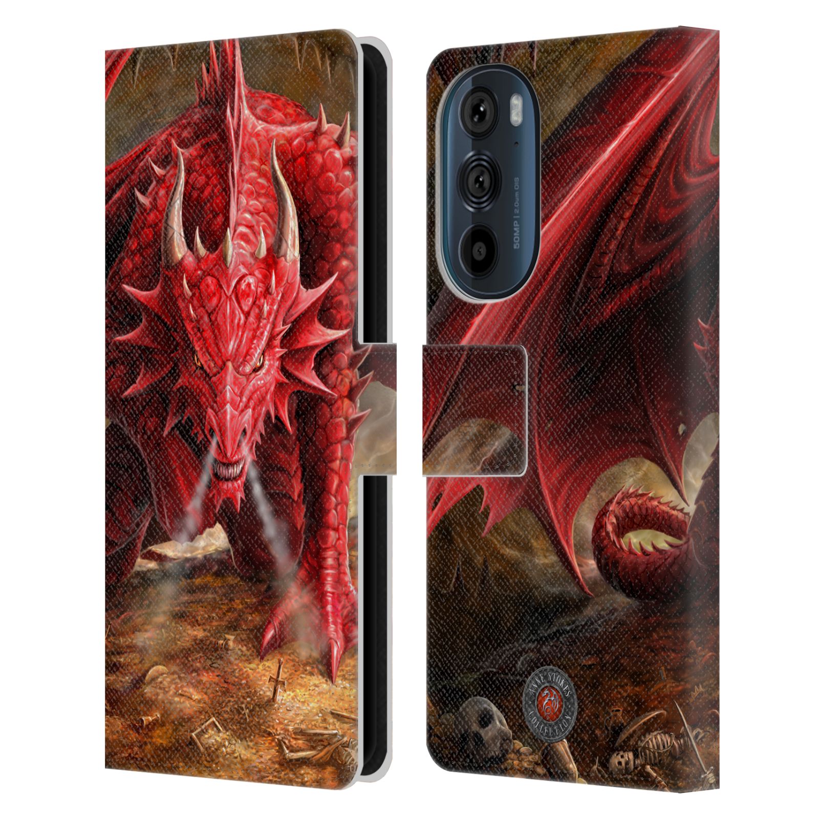 Pouzdro HEAD CASE na mobil Motorola EDGE 30  fantasy - červený drak