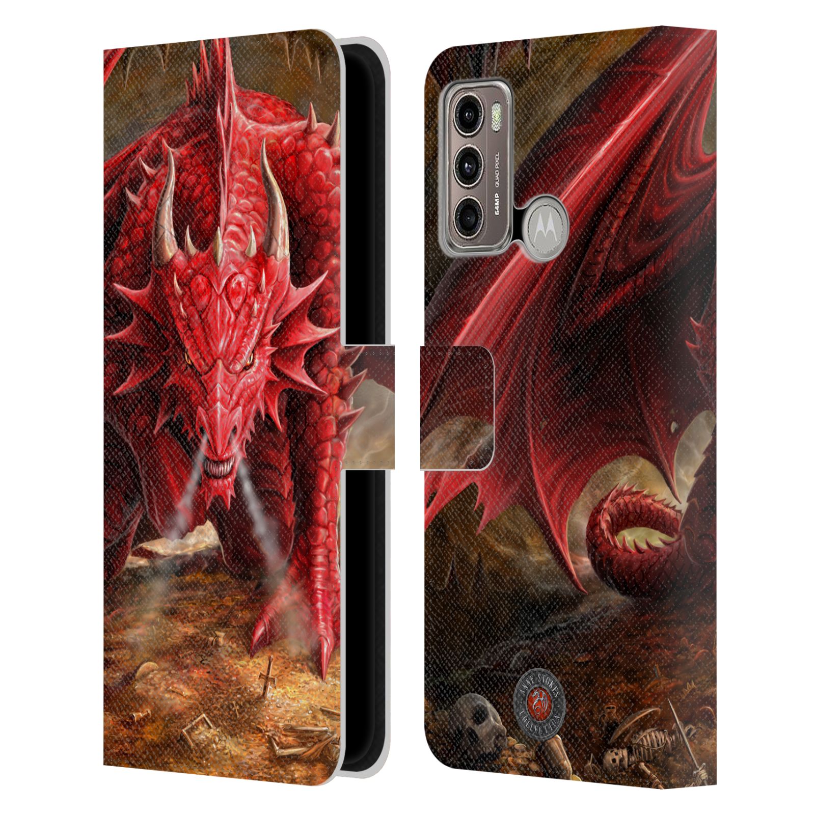 Pouzdro HEAD CASE na mobil Motorola Moto G60  fantasy - červený drak