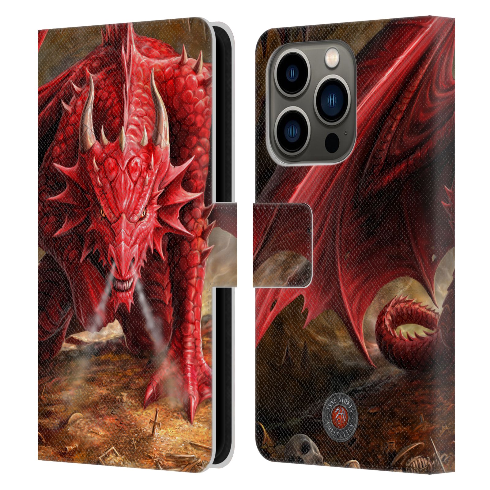 Pouzdro HEAD CASE na mobil Apple Iphone 14 PRO  fantasy - červený drak