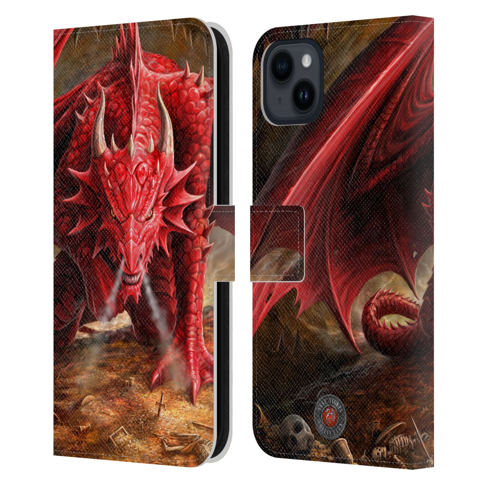 Pouzdro HEAD CASE na mobil Apple Iphone 15 PLUS  fantasy - červený drak