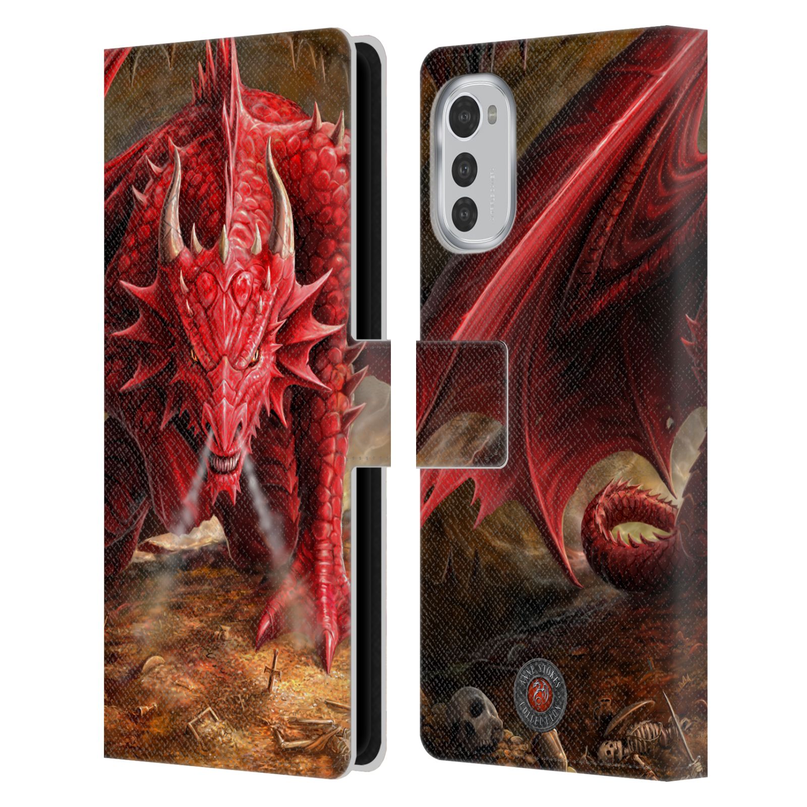 Pouzdro HEAD CASE na mobil Motorola Moto E32 / E32s  fantasy - červený drak
