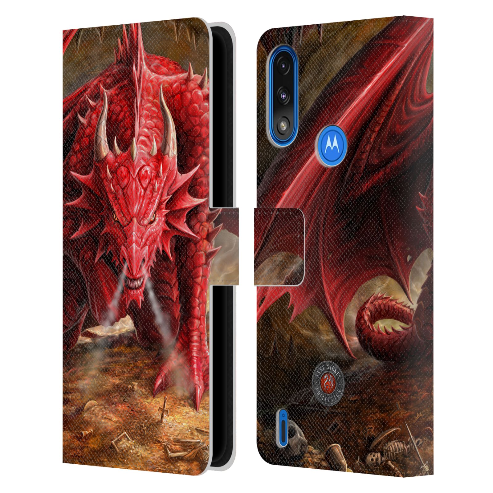 Pouzdro HEAD CASE na mobil Motorola Moto E7 POWER  fantasy - červený drak