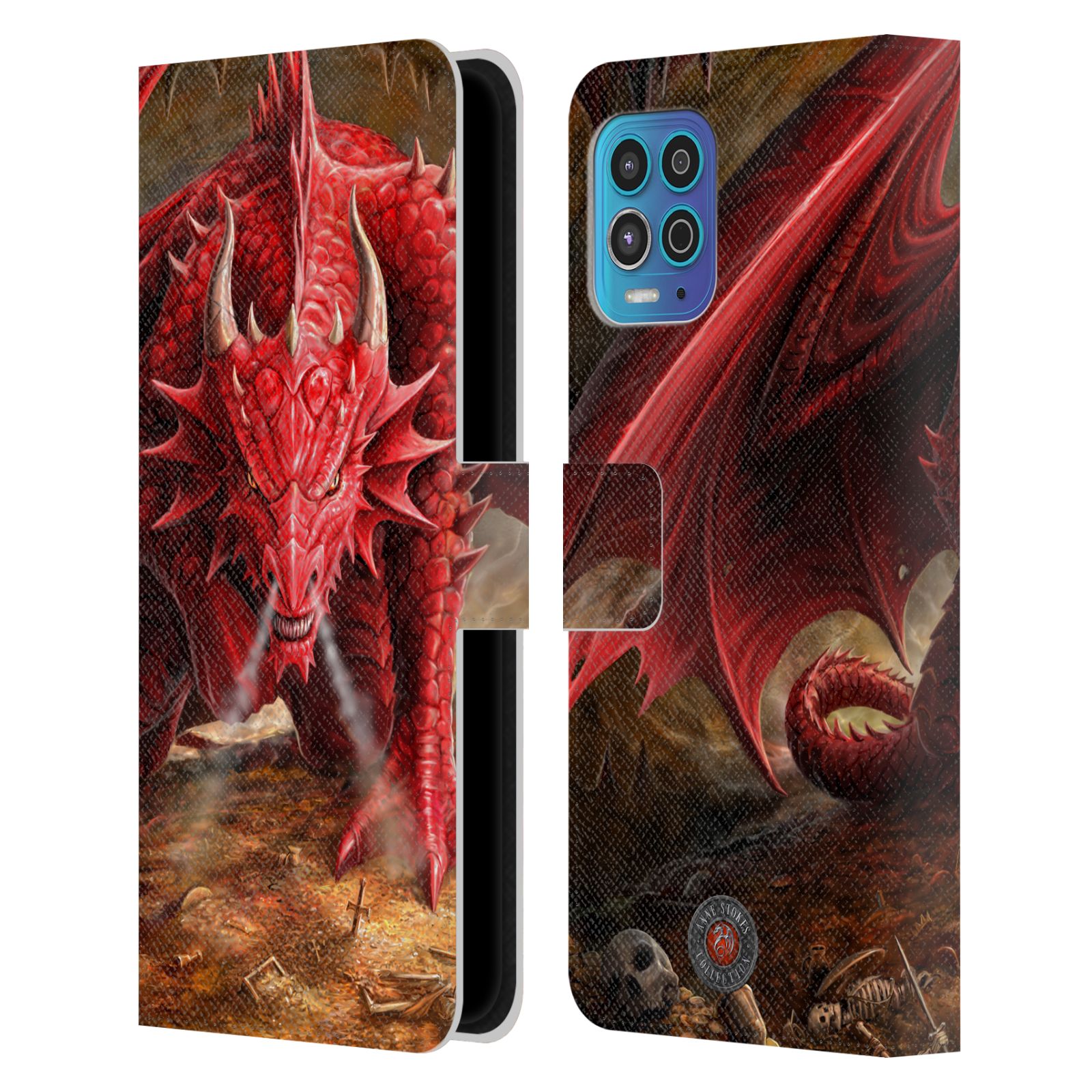 Pouzdro HEAD CASE na mobil Motorola MOTO G100  fantasy - červený drak