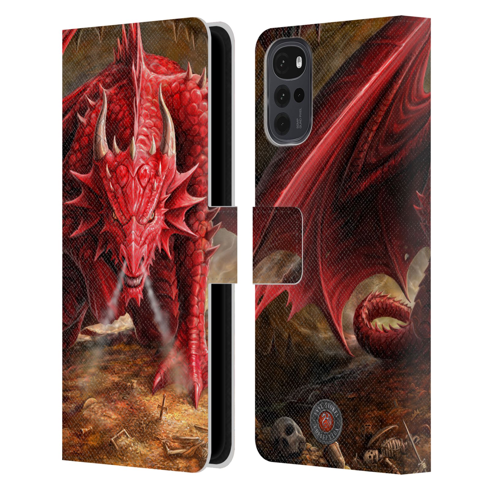 Pouzdro HEAD CASE na mobil Motorola Moto G22  fantasy - červený drak