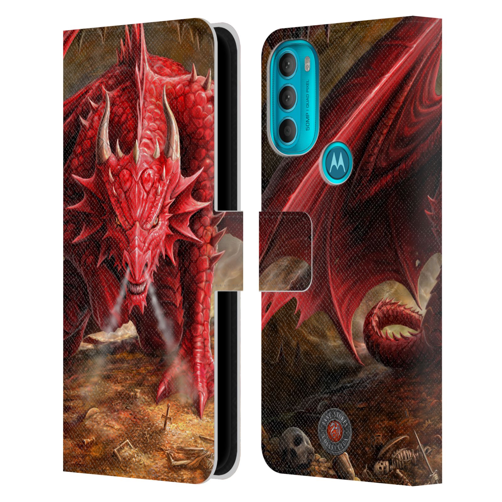 Pouzdro HEAD CASE na mobil Motorola Moto G71 5G  fantasy - červený drak