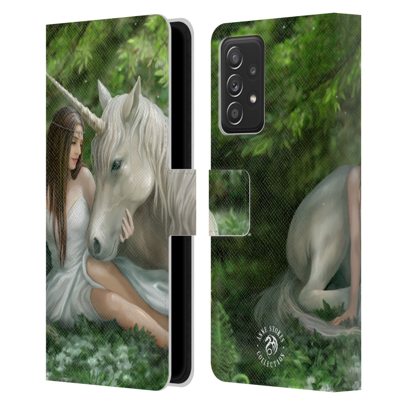 Pouzdro na mobil Samsung Galaxy A52 / A52 G - HEAD CASE - Anne Stokes - Jednorožec s princeznou