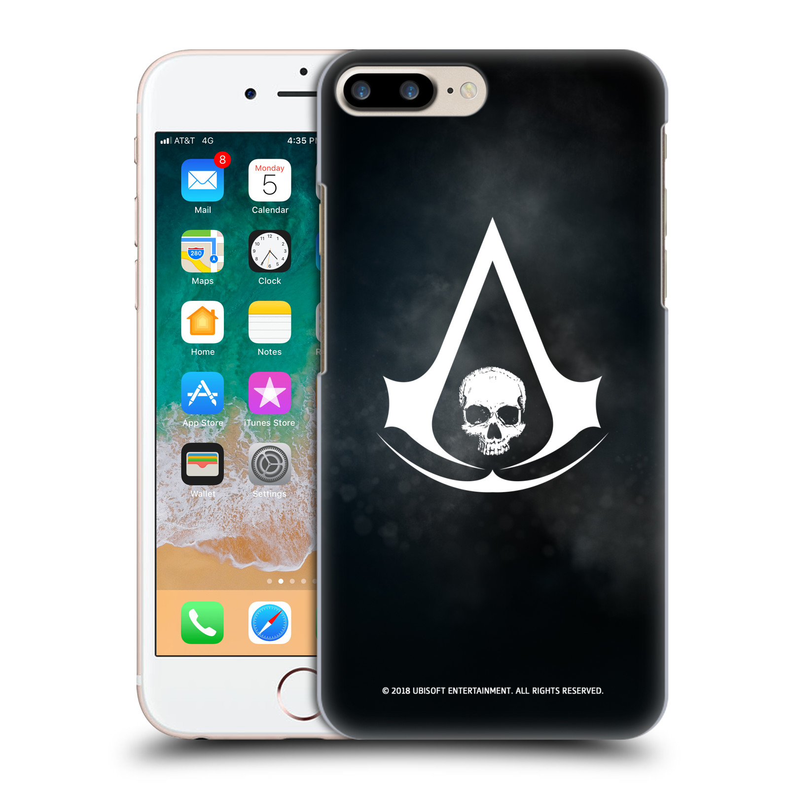 Pouzdro na mobil Apple Iphone 7/8 PLUS - HEAD CASE - Assasins Creed Black Flag - Velký znak