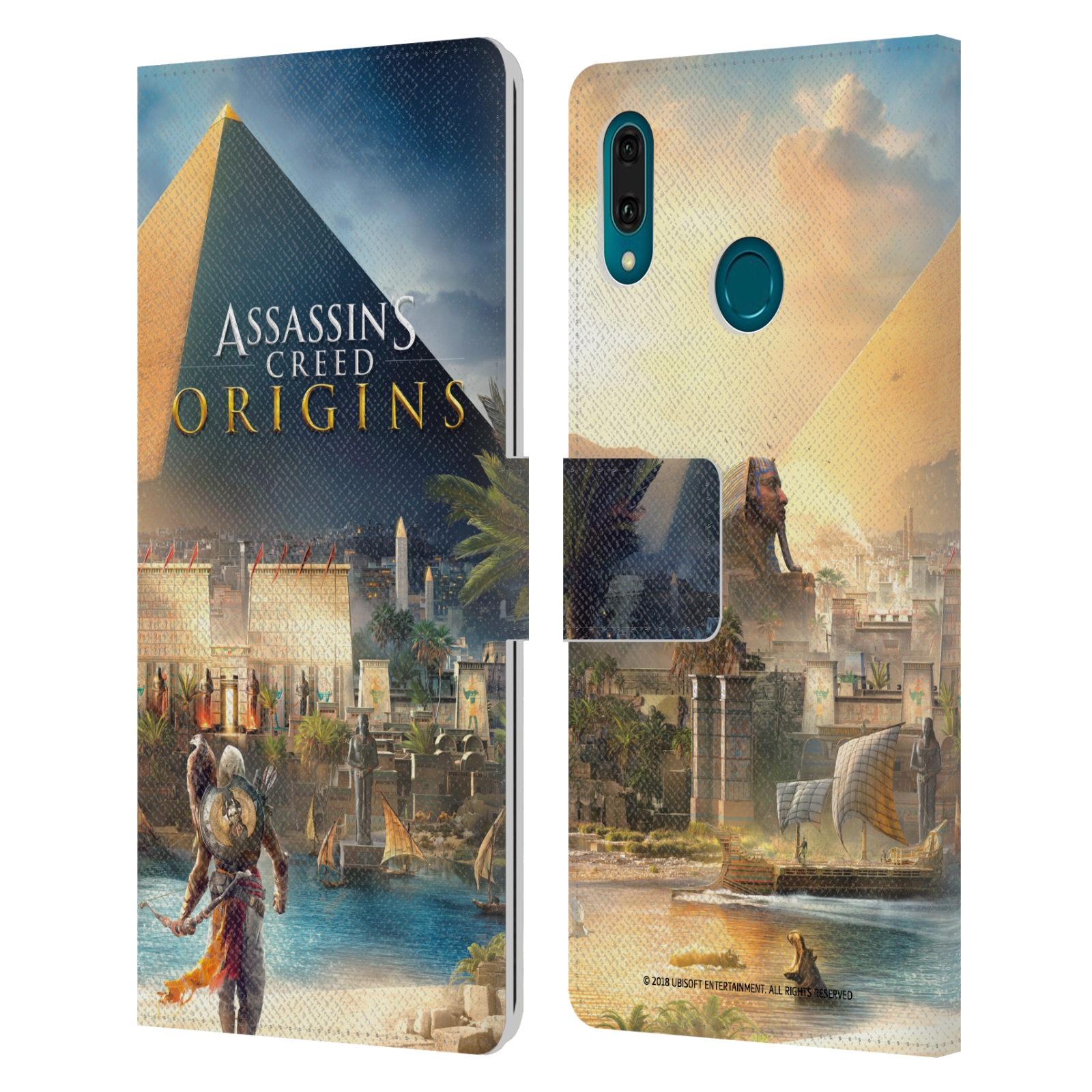 Pouzdro na mobil Huawei Y9 2019 - Head Case - Assassins creed origins - Bayek pyramida