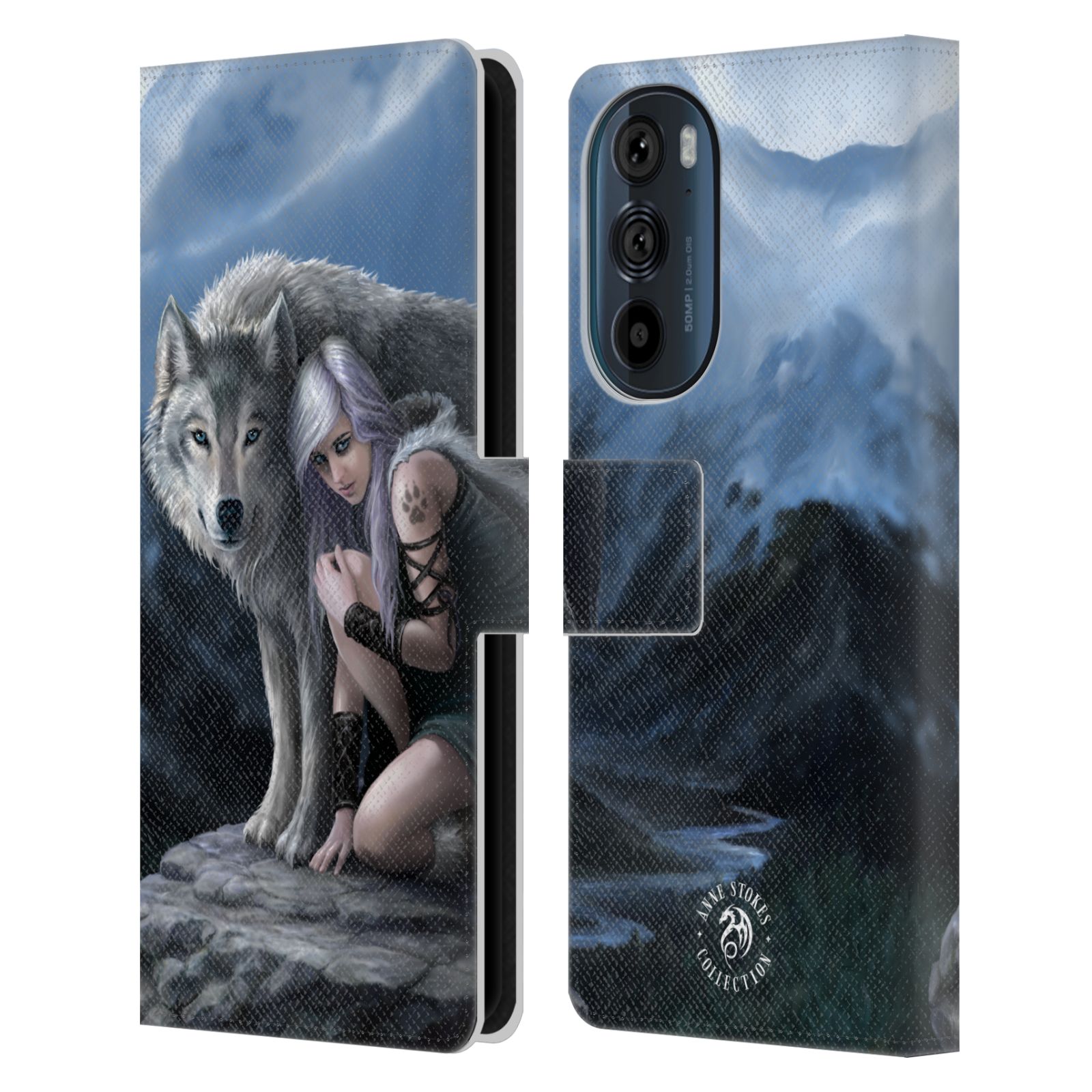 Pouzdro HEAD CASE na mobil Motorola EDGE 30  fantasy - vlk ochránce