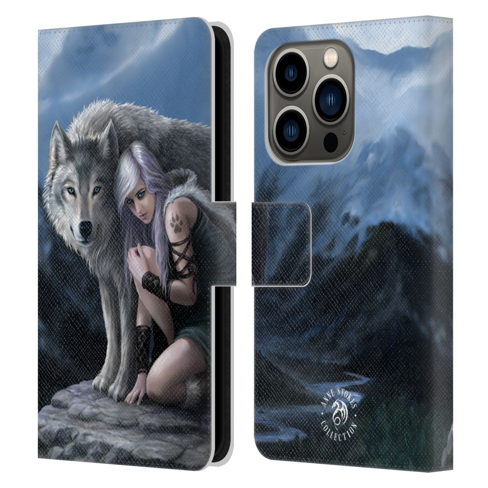 Pouzdro HEAD CASE na mobil Apple Iphone 14 PRO  fantasy - vlk ochránce