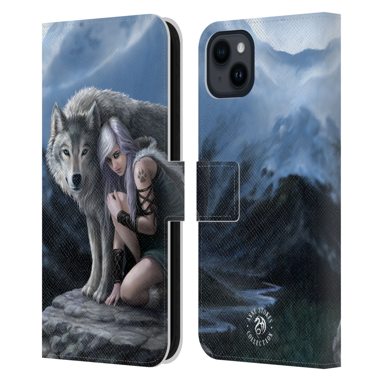 Pouzdro HEAD CASE na mobil Apple Iphone 15 PLUS  fantasy - vlk ochránce