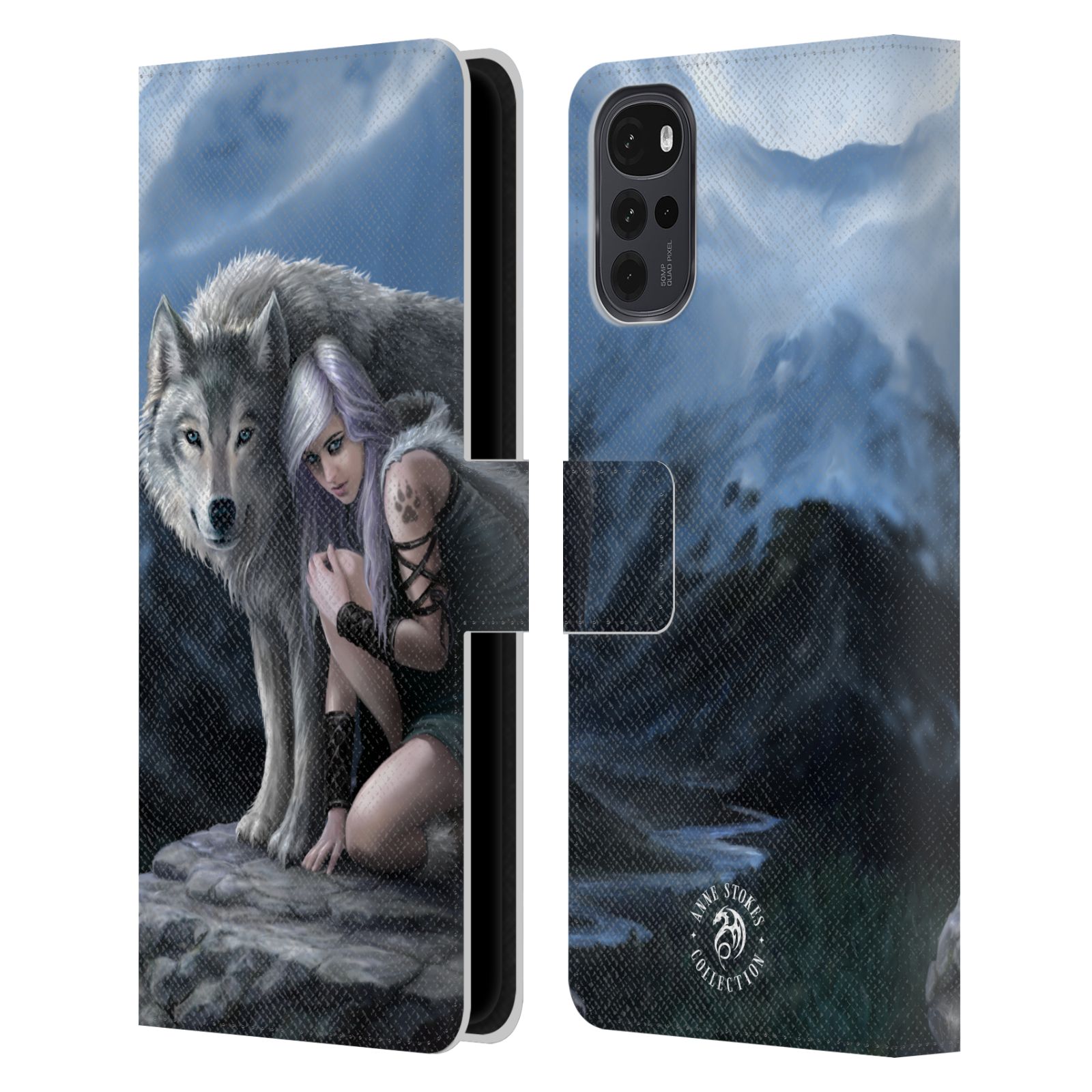 Pouzdro HEAD CASE na mobil Motorola Moto G22  fantasy - vlk ochránce