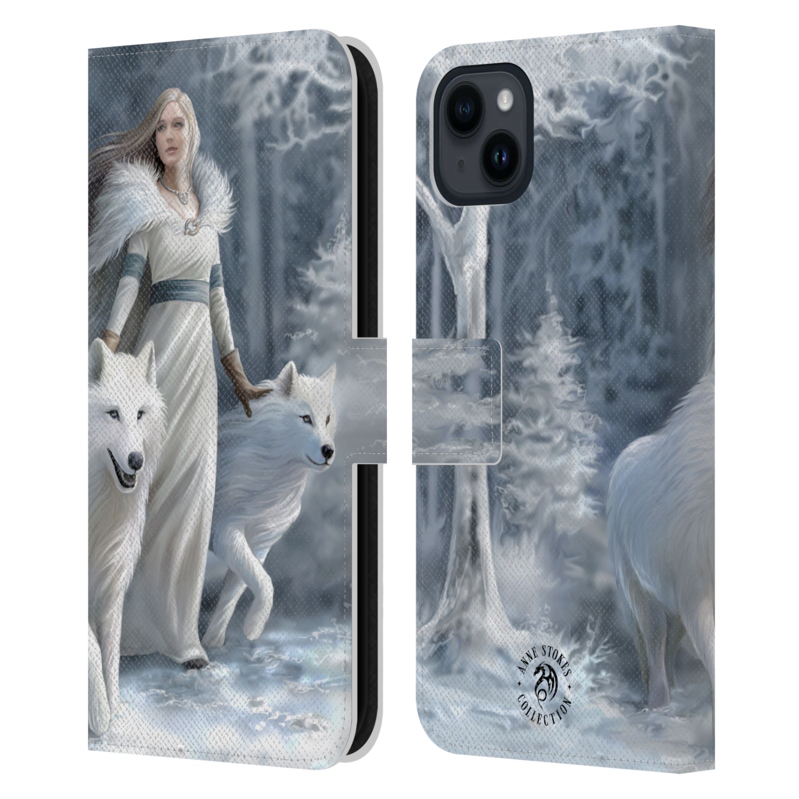Pouzdro HEAD CASE na mobil Apple Iphone 15 PLUS  fantasy - vlk zimní stráž
