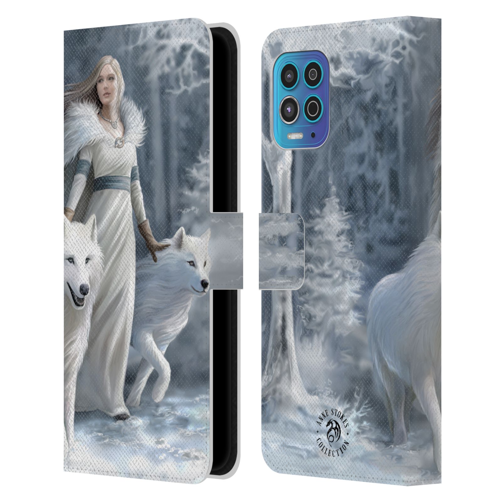 Pouzdro HEAD CASE na mobil Motorola MOTO G100  fantasy - vlk zimní stráž