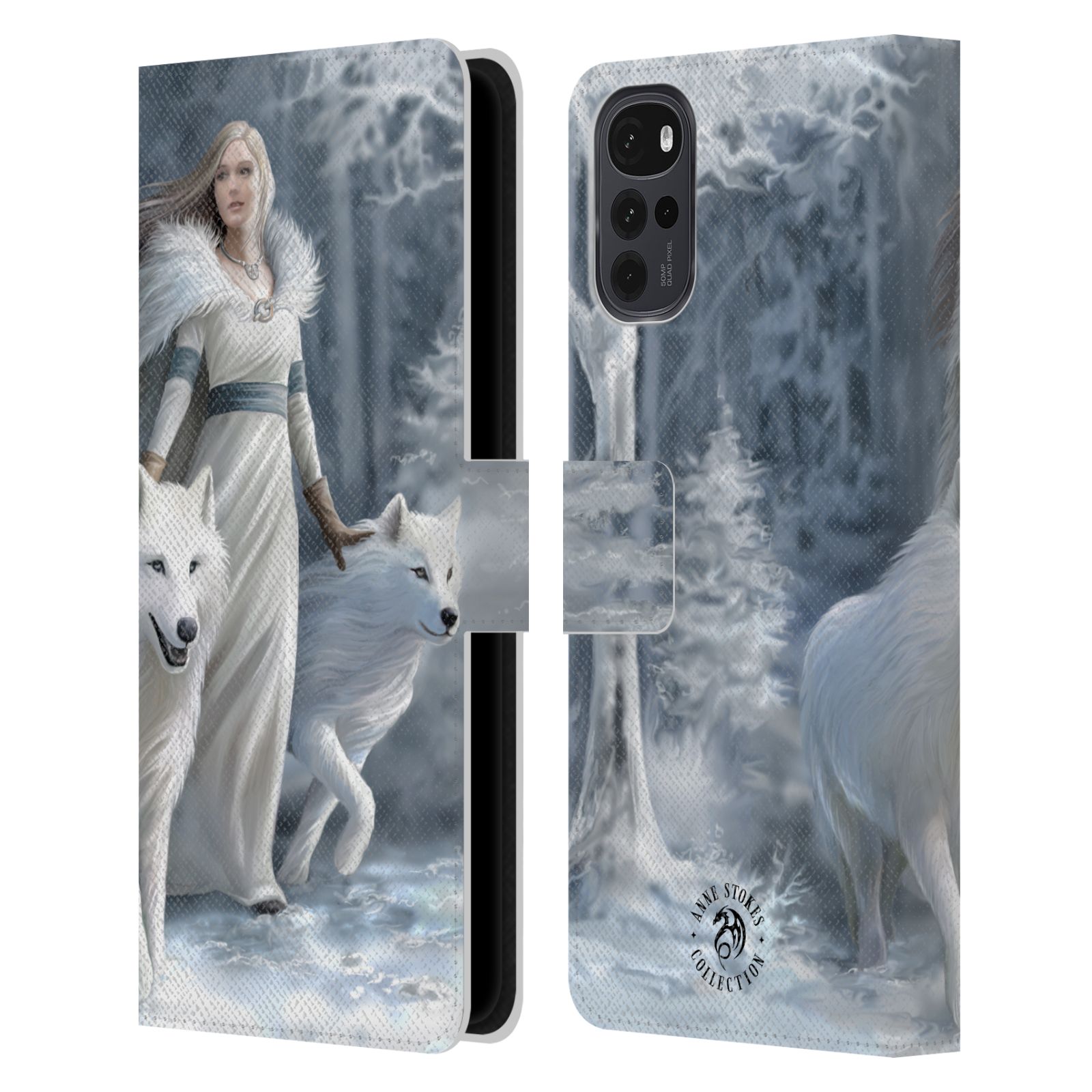 Pouzdro HEAD CASE na mobil Motorola Moto G22  fantasy - vlk zimní stráž