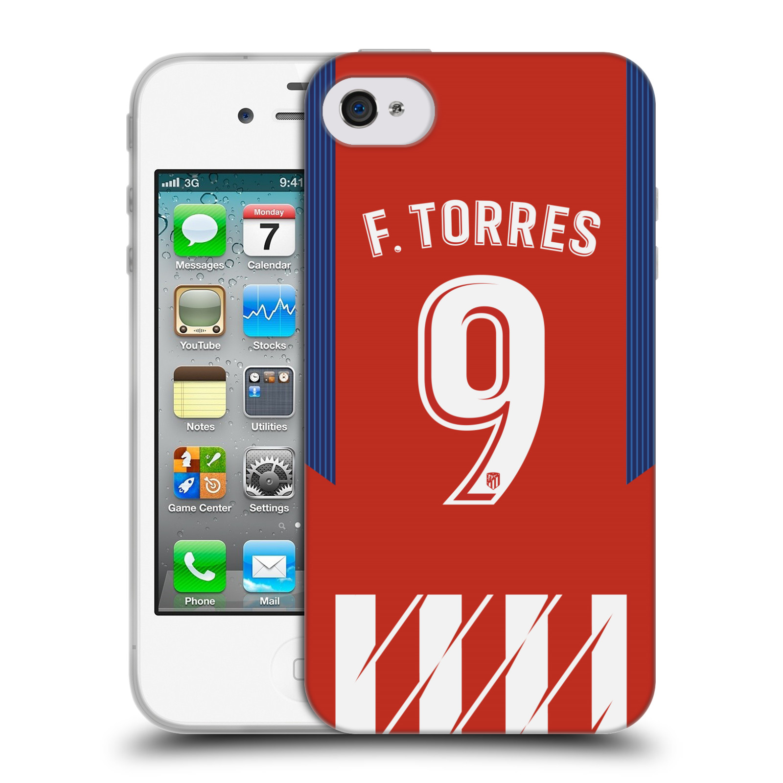 HEAD CASE silikonový obal na mobil Apple Iphone 4 Fotbalový klub Atlético Madrid dres Fernando Torres