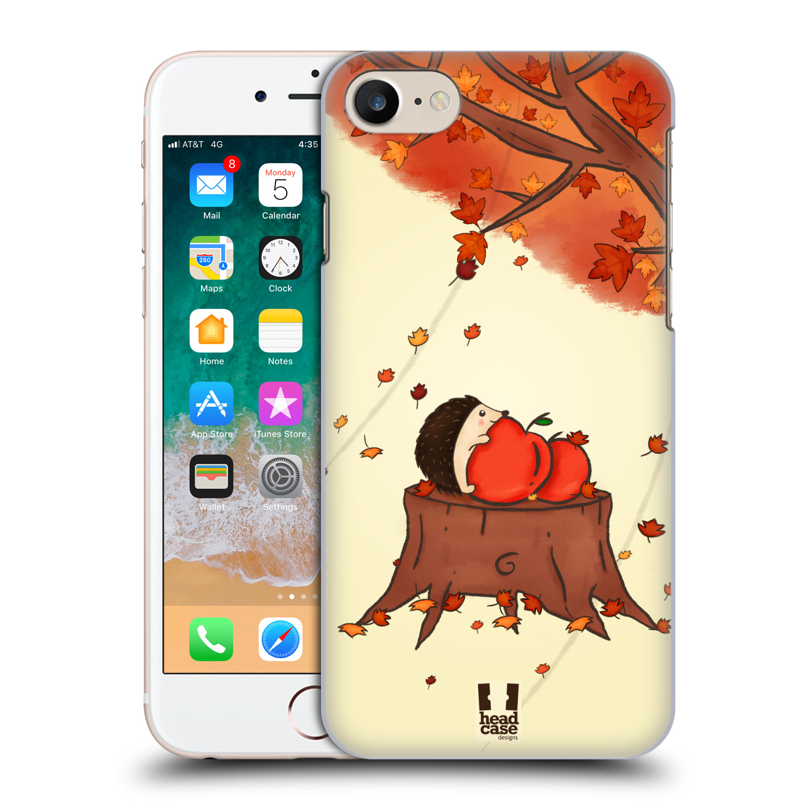 HEAD CASE plastový obal na mobil Apple Iphone 7 vzor podzimní zvířátka ježek a jablíčka