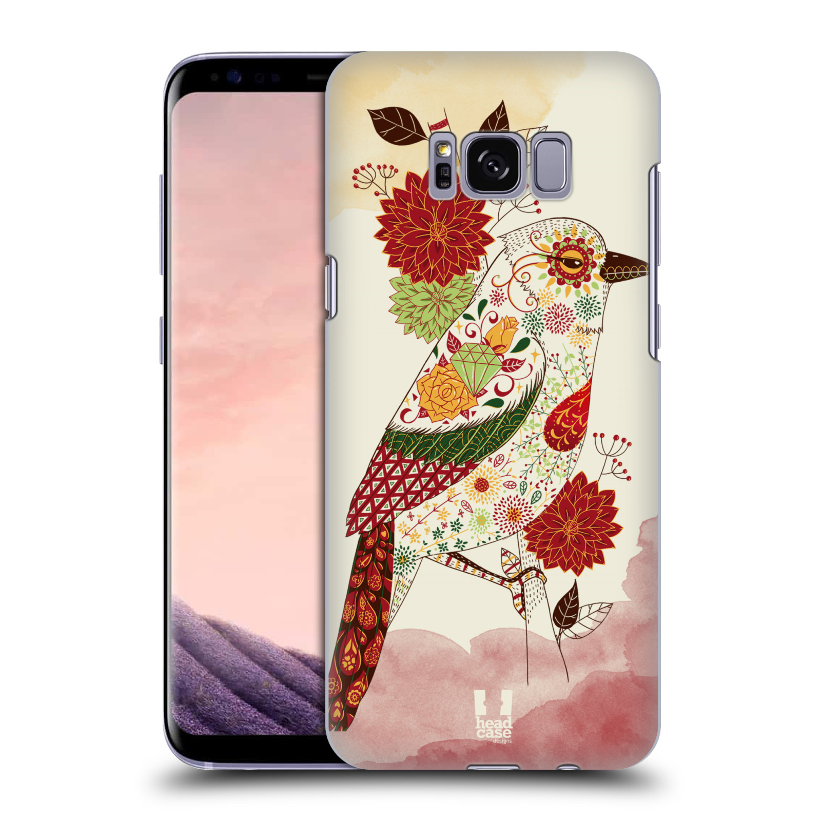 HEAD CASE plastový obal na mobil Samsung Galaxy S8 vzor Květina ptáčci RUDÁ