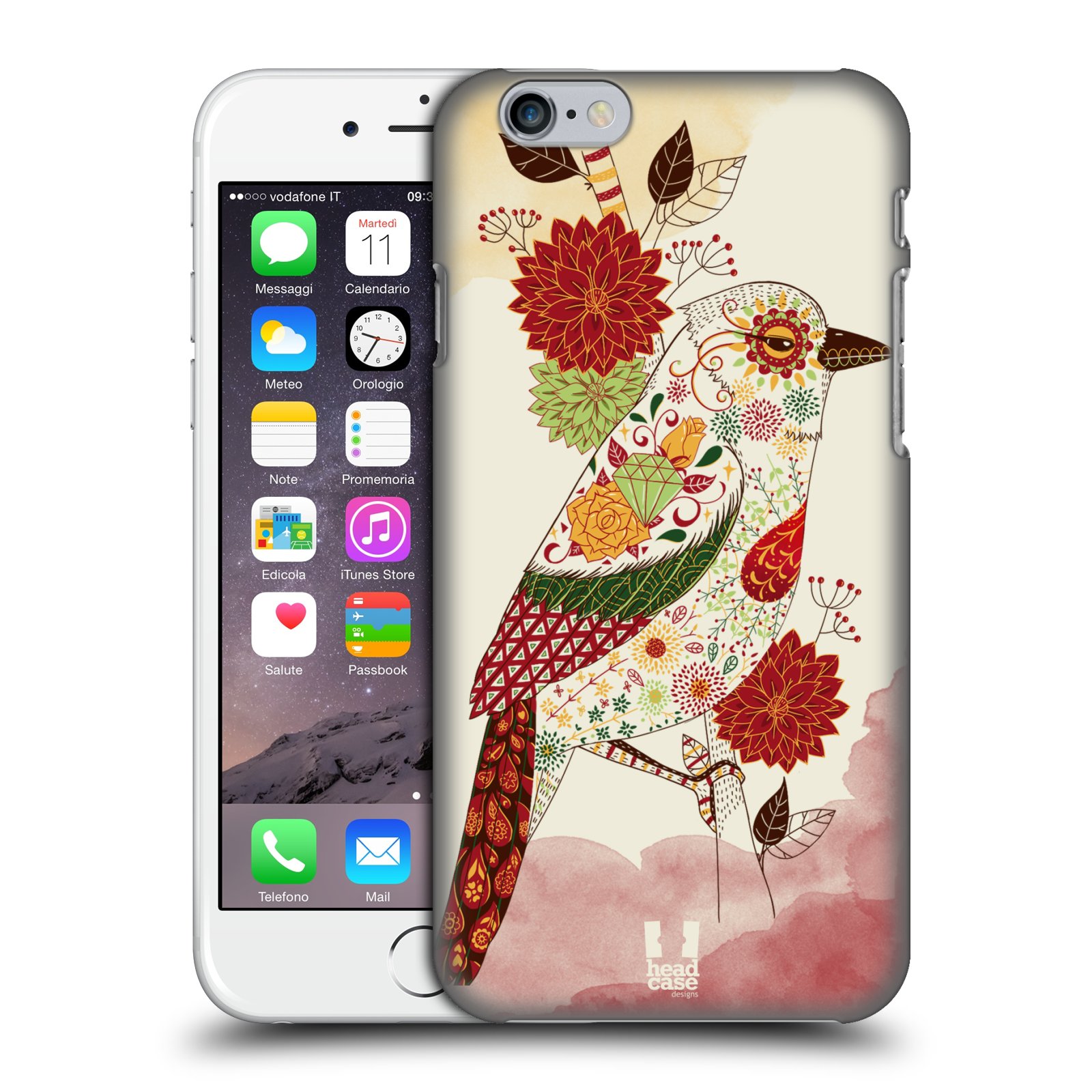 Plastové pouzdro pro mobil Apple Iphone 6/6S vzor Květina ptáčci RUDÁ
