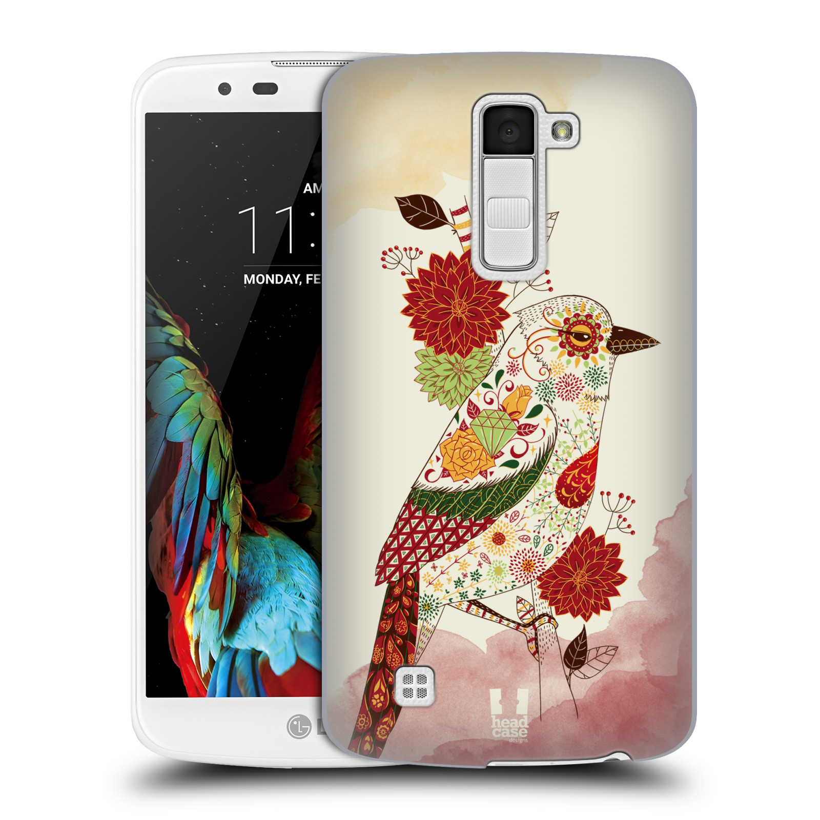 HEAD CASE plastový obal na mobil LG K10 vzor Květina ptáčci RUDÁ