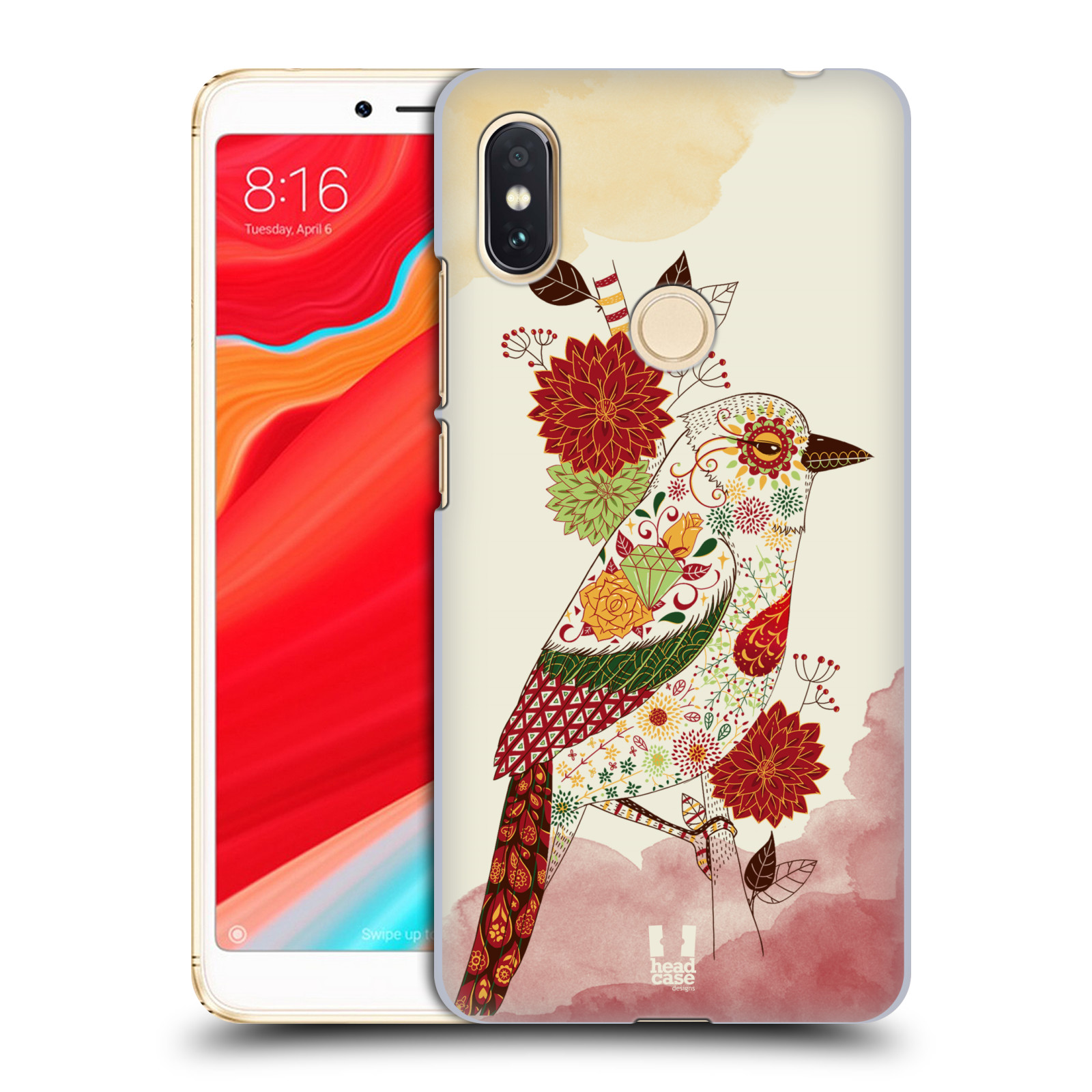 HEAD CASE plastový obal na mobil Xiaomi Redmi S2 vzor Květina ptáčci RUDÁ