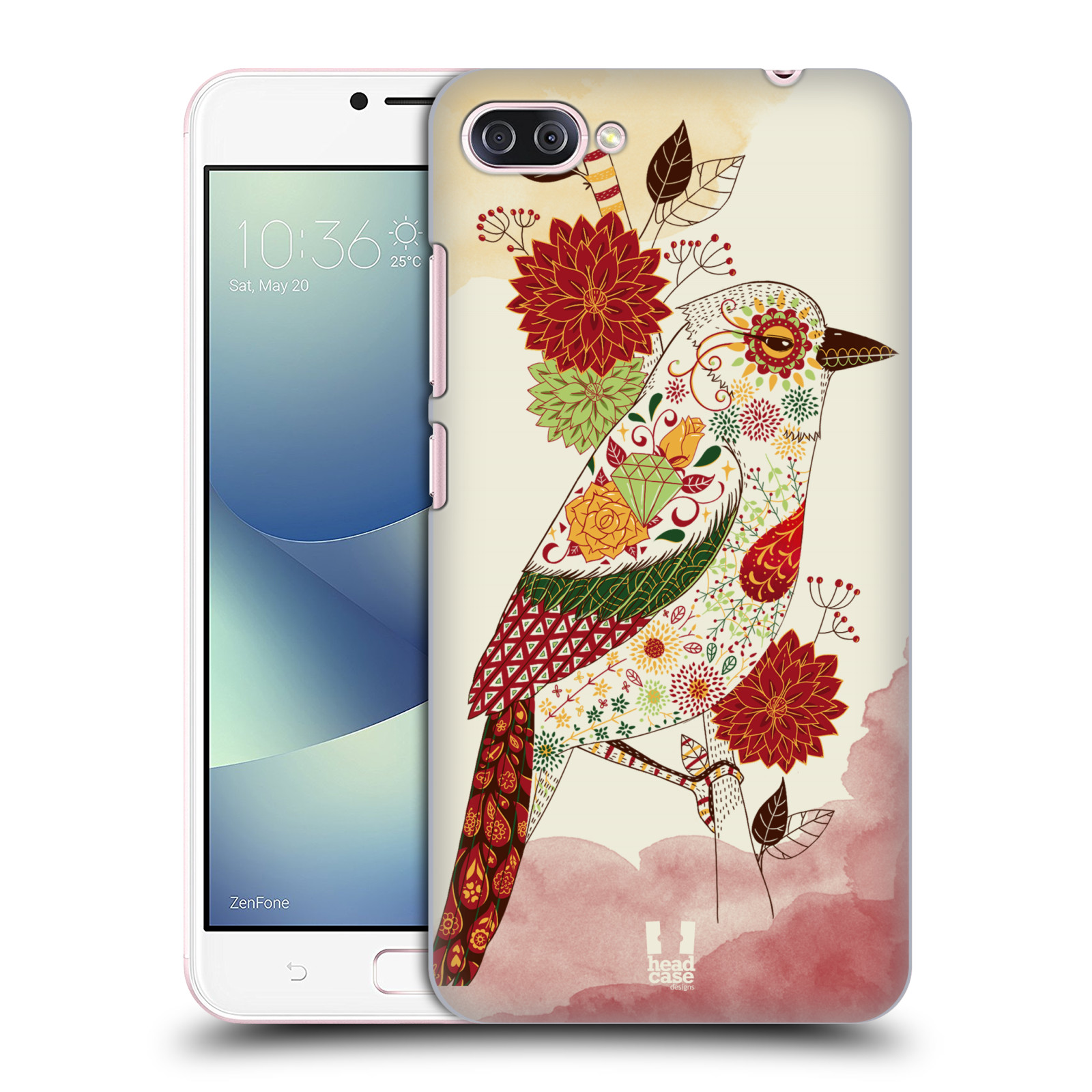 HEAD CASE plastový obal na mobil Asus Zenfone 4 MAX ZC554KL vzor Květina ptáčci RUDÁ