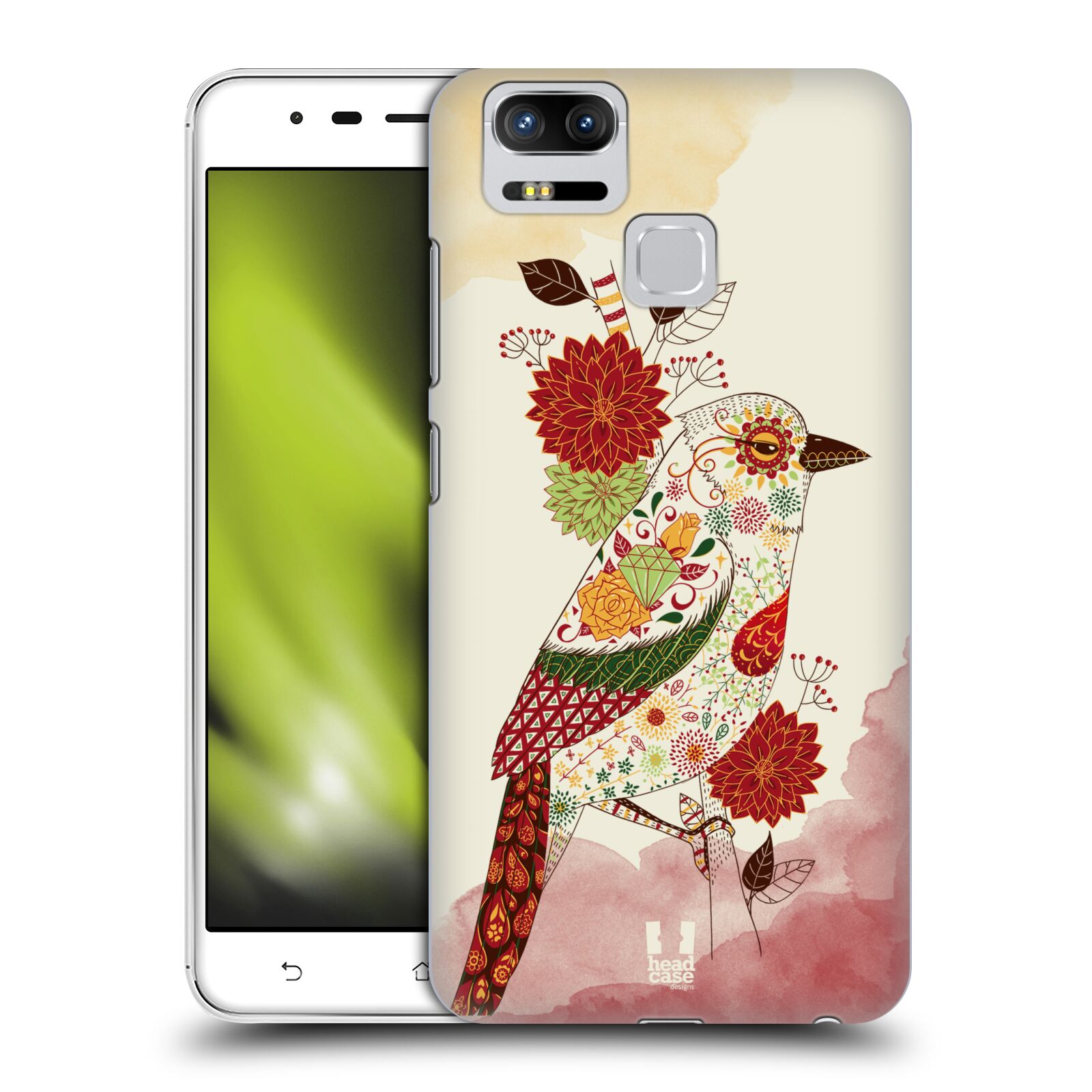 HEAD CASE plastový obal na mobil Asus Zenfone 3 Zoom ZE553KL vzor Květina ptáčci RUDÁ