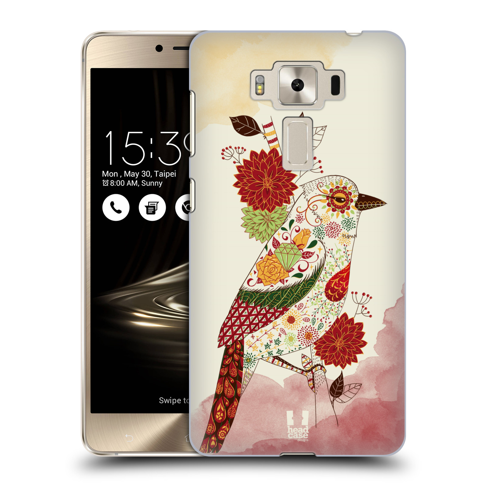 HEAD CASE plastový obal na mobil Asus Zenfone 3 DELUXE ZS550KL vzor Květina ptáčci RUDÁ