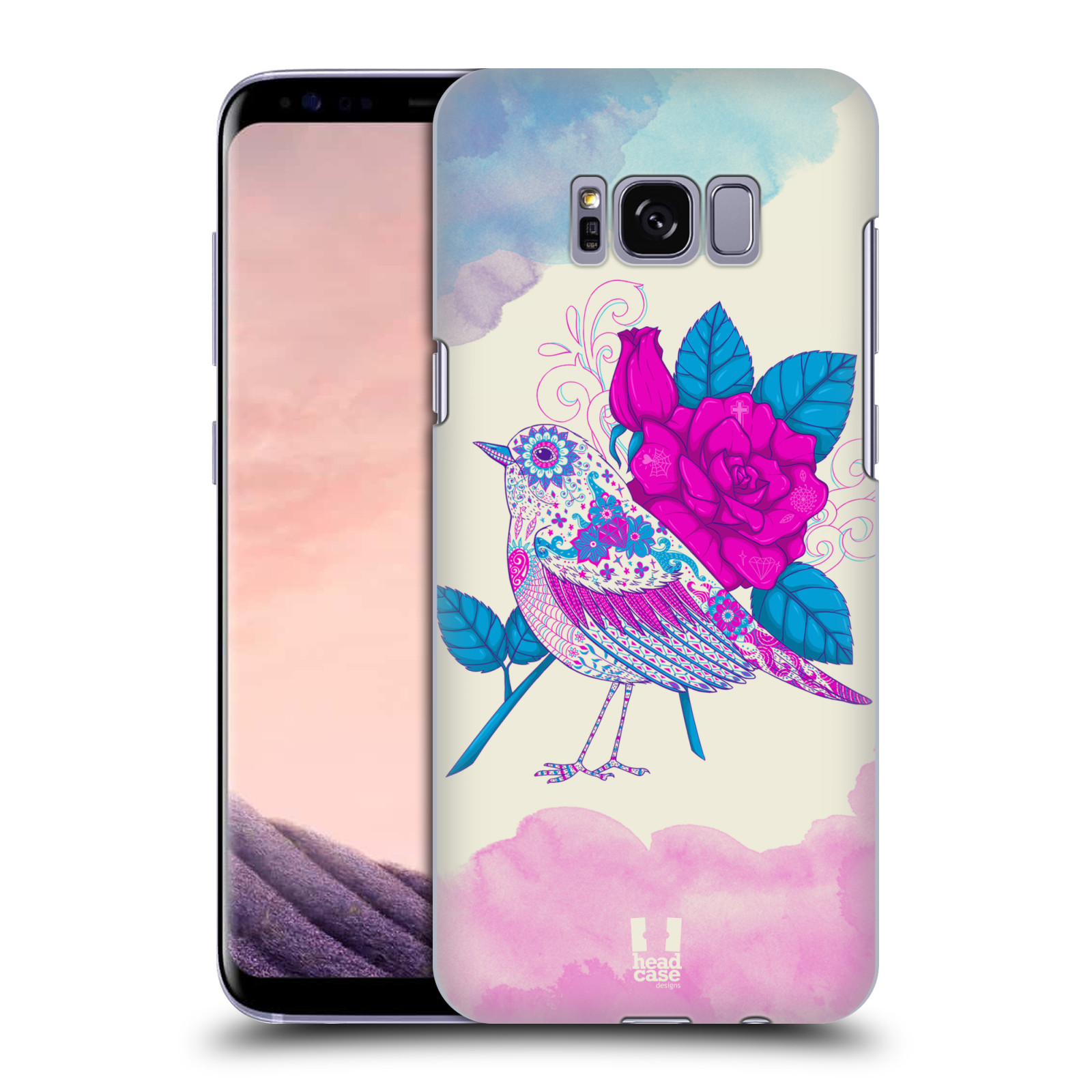 HEAD CASE plastový obal na mobil Samsung Galaxy S8 vzor Květina ptáčci FIALOVÁ