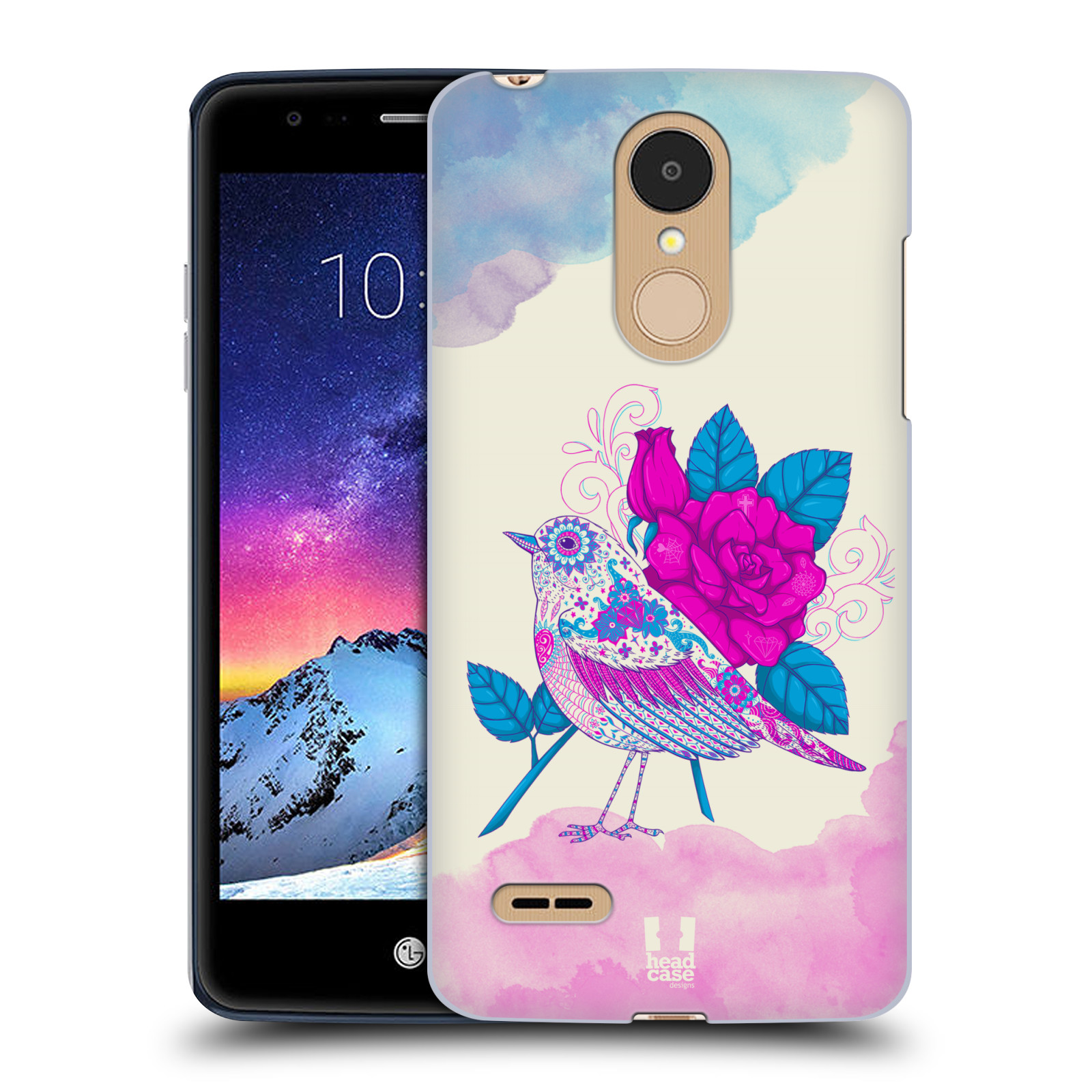 HEAD CASE plastový obal na mobil LG K9 / K8 2018 vzor Květina ptáčci FIALOVÁ