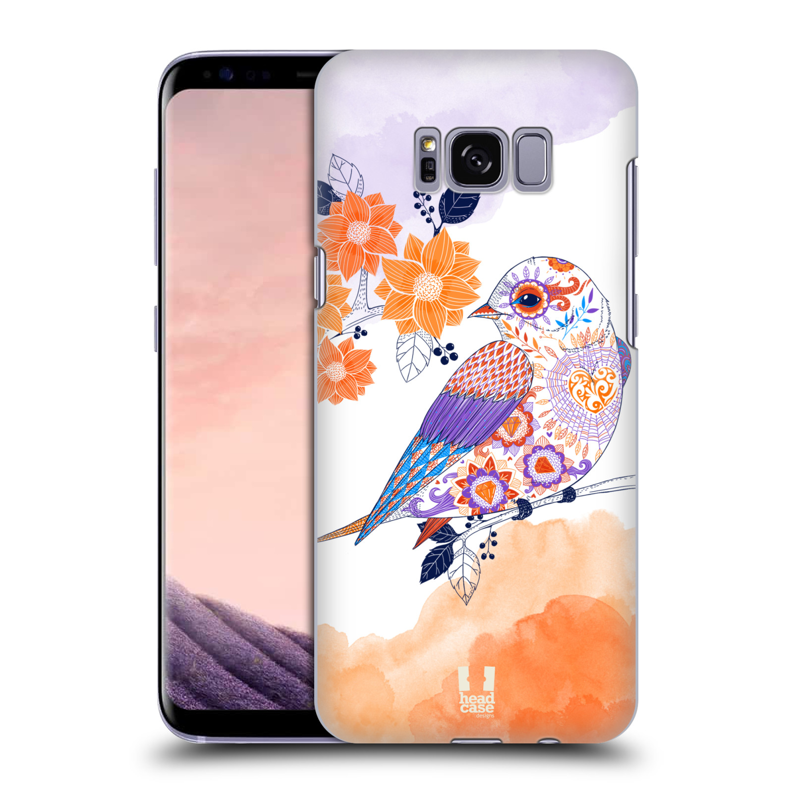 HEAD CASE plastový obal na mobil Samsung Galaxy S8 vzor Květina ptáčci ORANŽOVÁ