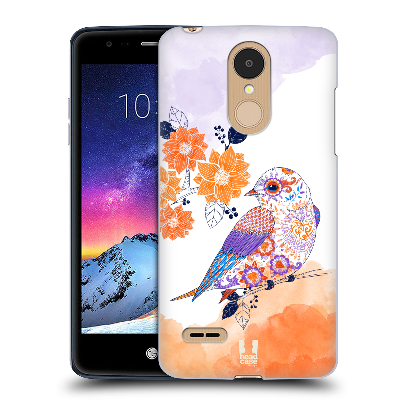 HEAD CASE plastový obal na mobil LG K9 / K8 2018 vzor Květina ptáčci ORANŽOVÁ