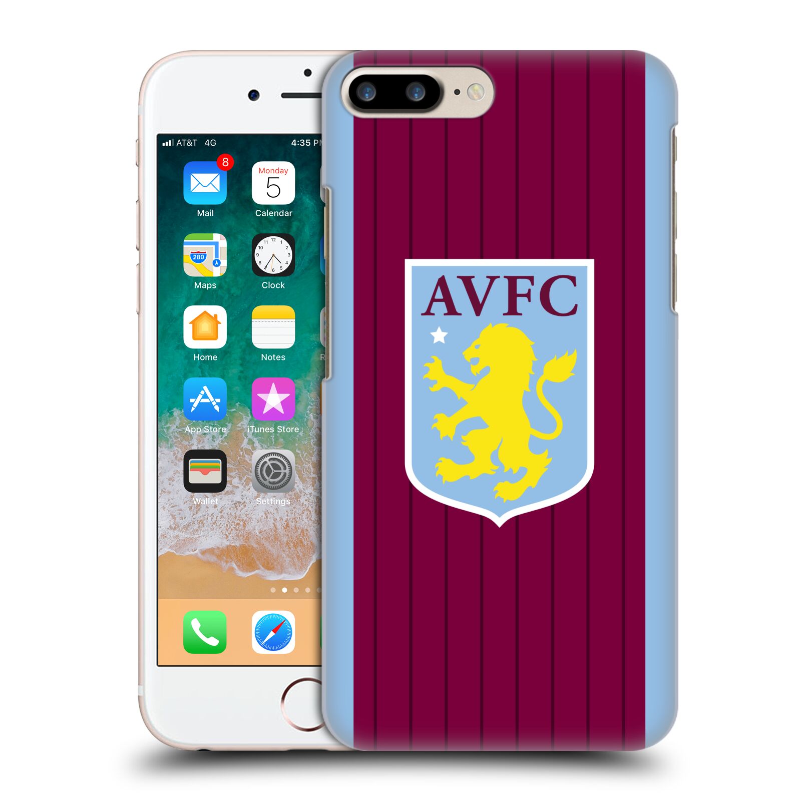 Zadní obal pro mobil Apple Iphone 7+ /  8+ - HEAD CASE - Fotbalový klub - Aston Villa - domácí