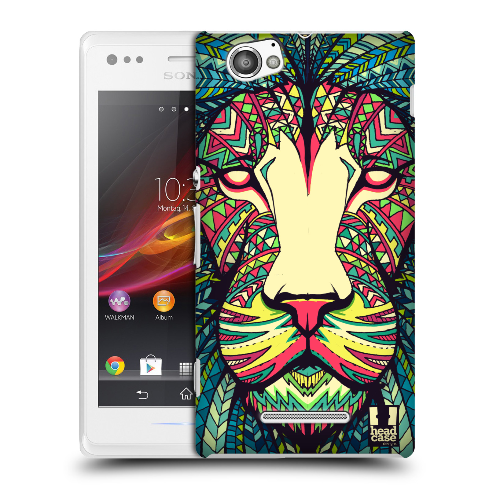HEAD CASE plastový obal na mobil Sony Xperia M vzor Aztécký motiv zvíře lev