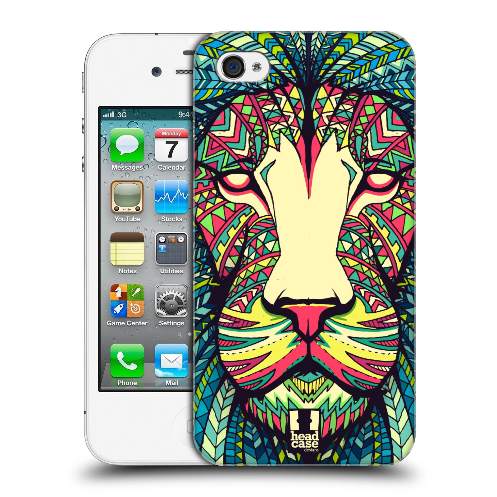 HEAD CASE plastový obal na mobil Apple Iphone 4/4S vzor Aztécký motiv zvíře lev