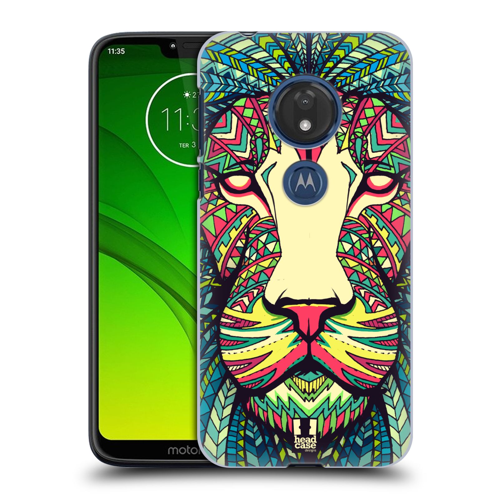 Pouzdro na mobil Motorola Moto G7 Play vzor Aztécký motiv zvíře lev