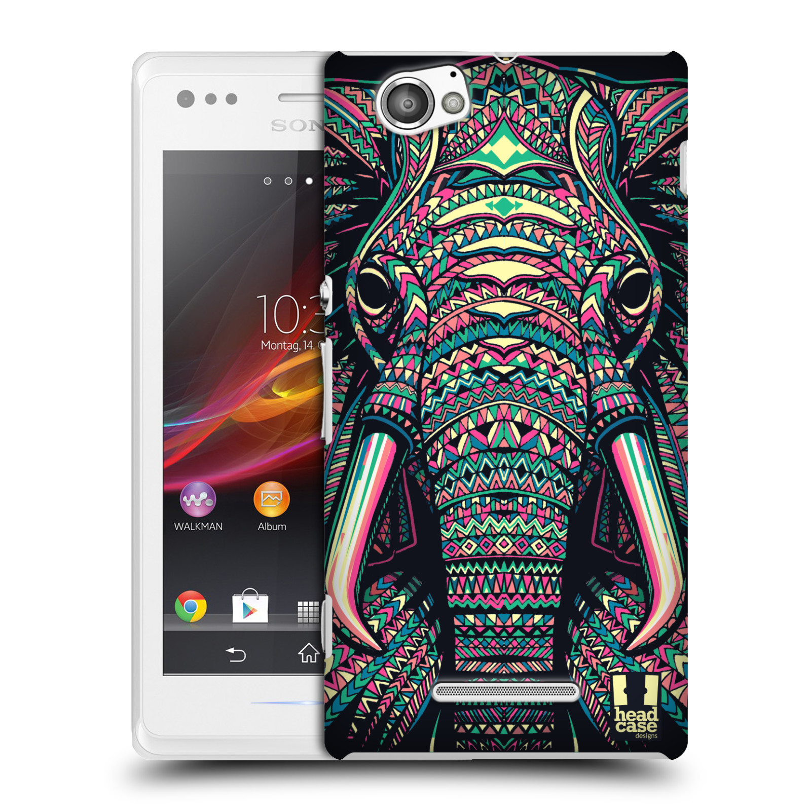 HEAD CASE plastový obal na mobil Sony Xperia M vzor Aztécký motiv zvíře 2 slon